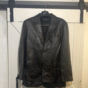 Kenneth Cole New York Black Leather Blazer